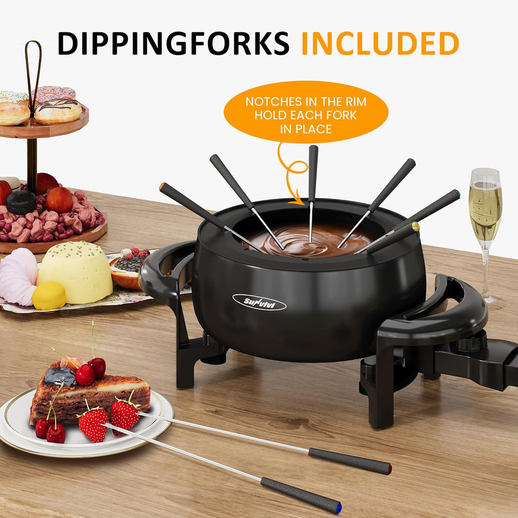 3 Quart Electric Non-Stick Fondue Pot Set with 8 Forks P407740
