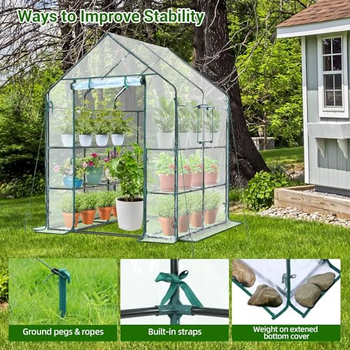 Plastic Greenhouse with Improved Transparent PVC Cover, 3 Tiers 12 Shelves N247415