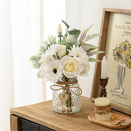 Artificial Flowers with Vase, Faux Silk Flowers Arrangement S322648
