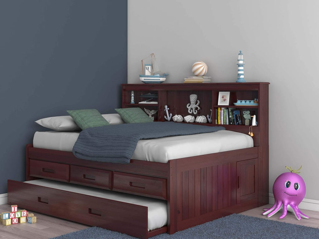 Full Bookcase Daybed with 3 Drawers & Trundle Merlot H46249
