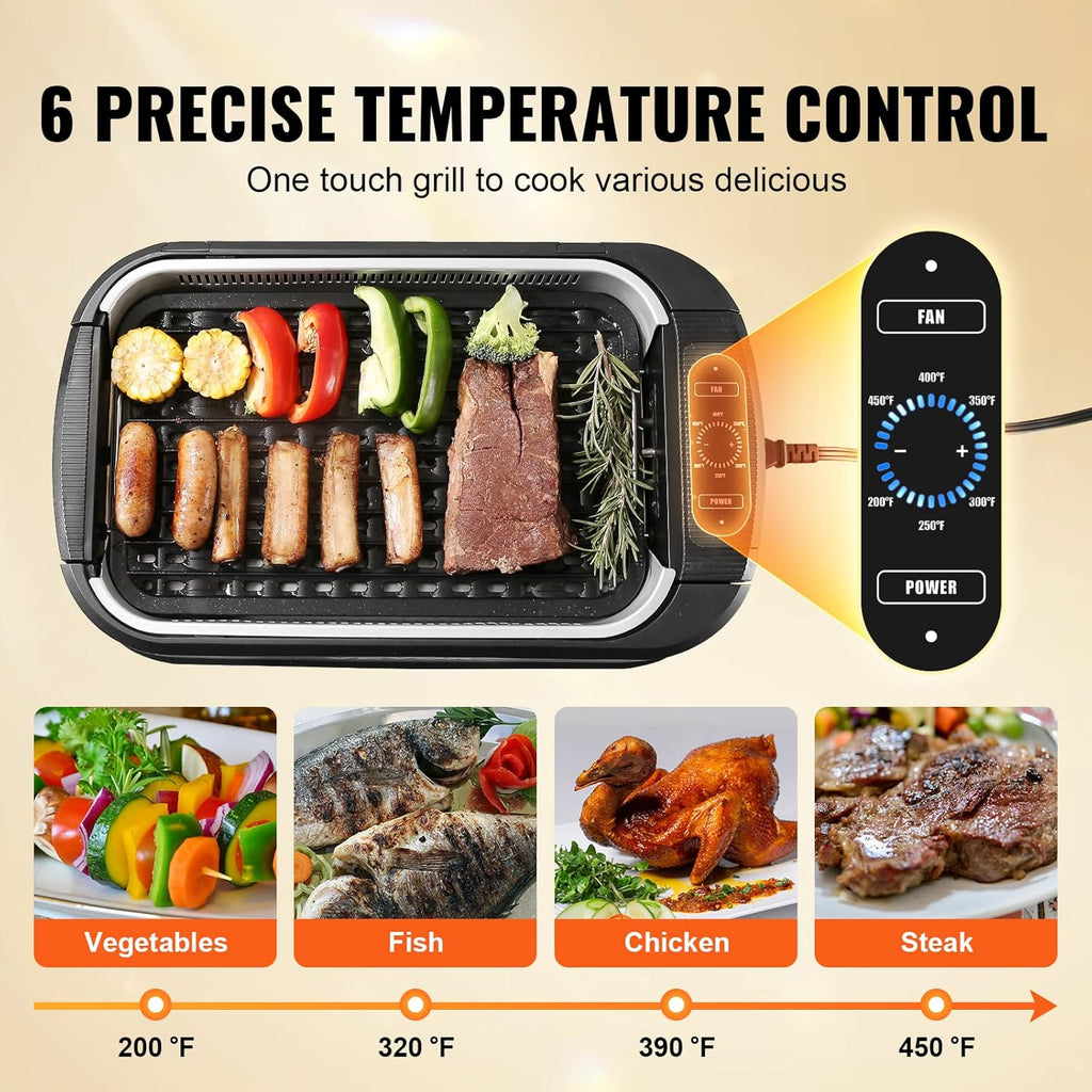 110 sq.in 1500W Electric Non-Stick Smokeless Indoor Grill Z108