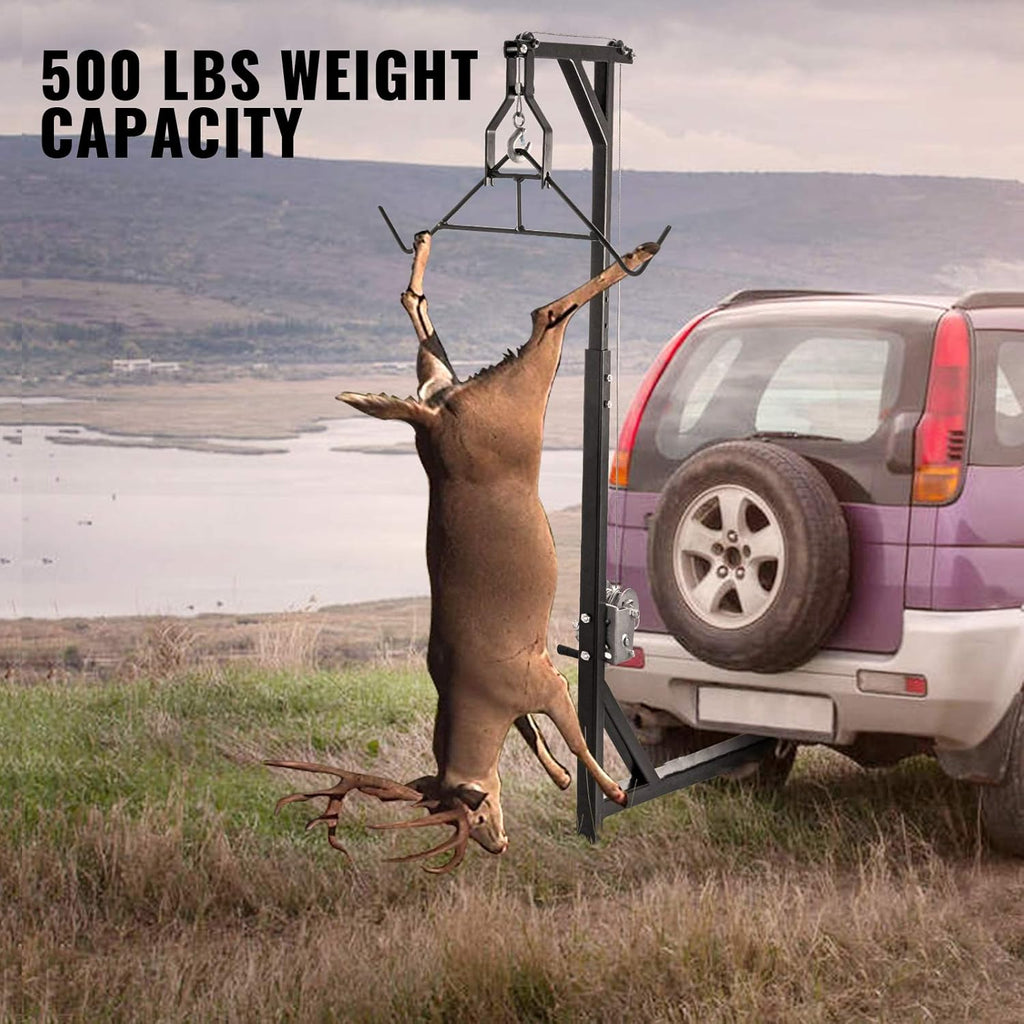500lbs Capacity Hitch Game Hoist with Winch A594