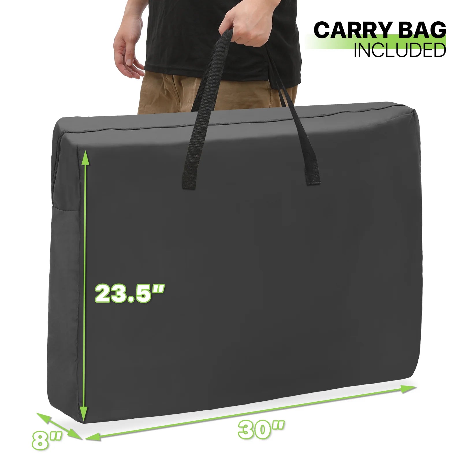 Black Portable Folding Camping Cot with Carry Bag and Pillow H770562