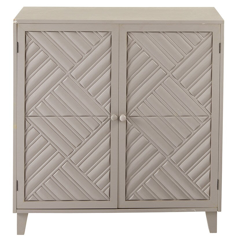 2-Door Gray Cabinet with Chevron Design