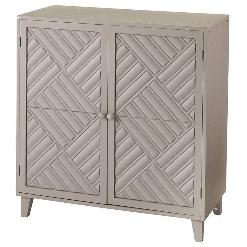 2-Door Gray Cabinet with Chevron Design