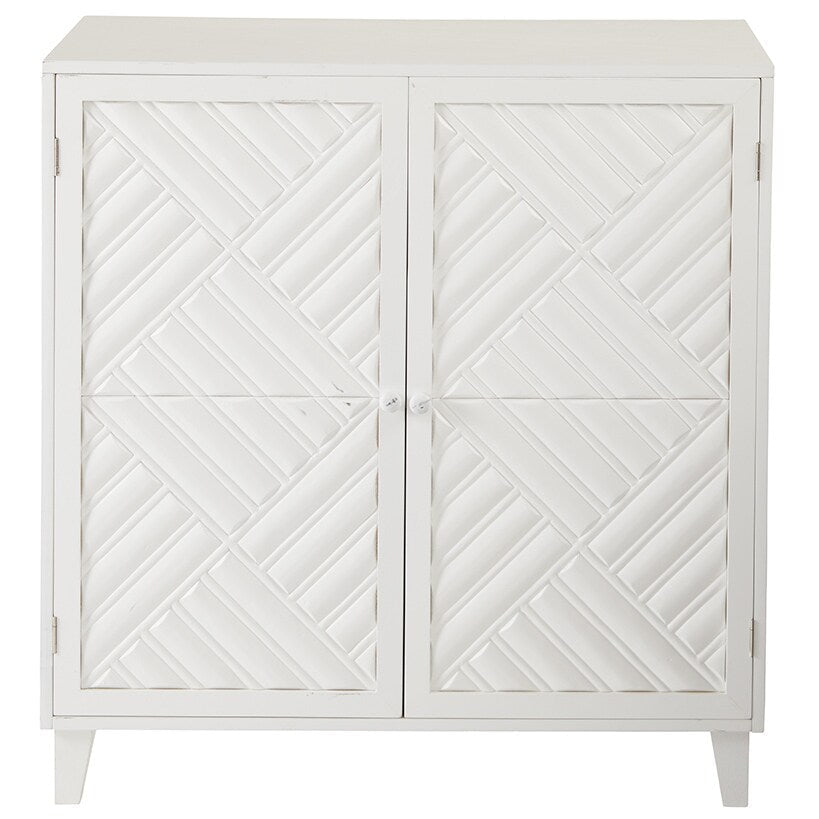 2-Door Gray Cabinet with Chevron Design