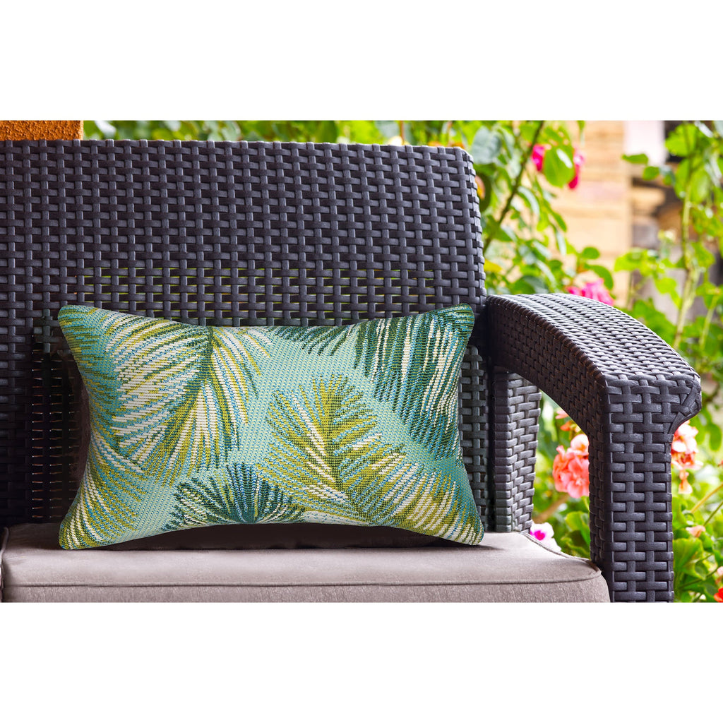 Marina Palm Border Indoor Outdoor Throw Pillow
