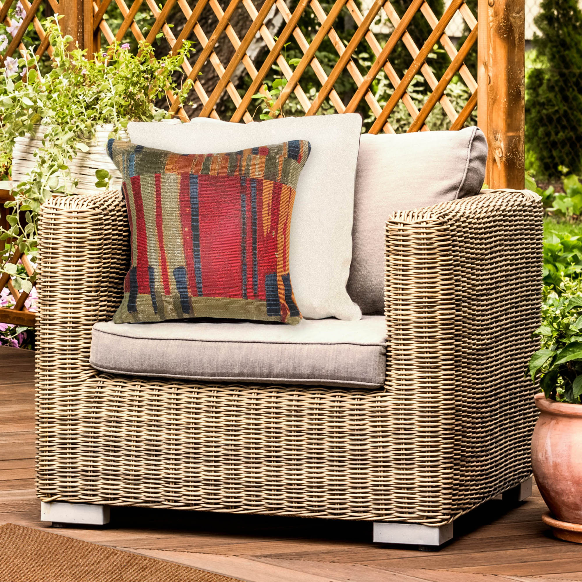 Marina Paintbox Indoor Outdoor Throw Pillow