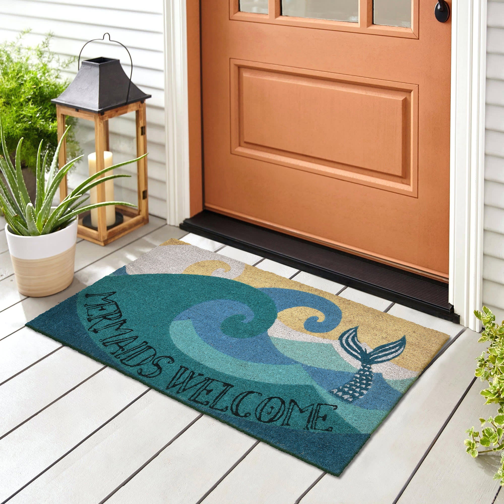 Natura Mermaids Welcome Coir Doormat with Non-Slip Backing