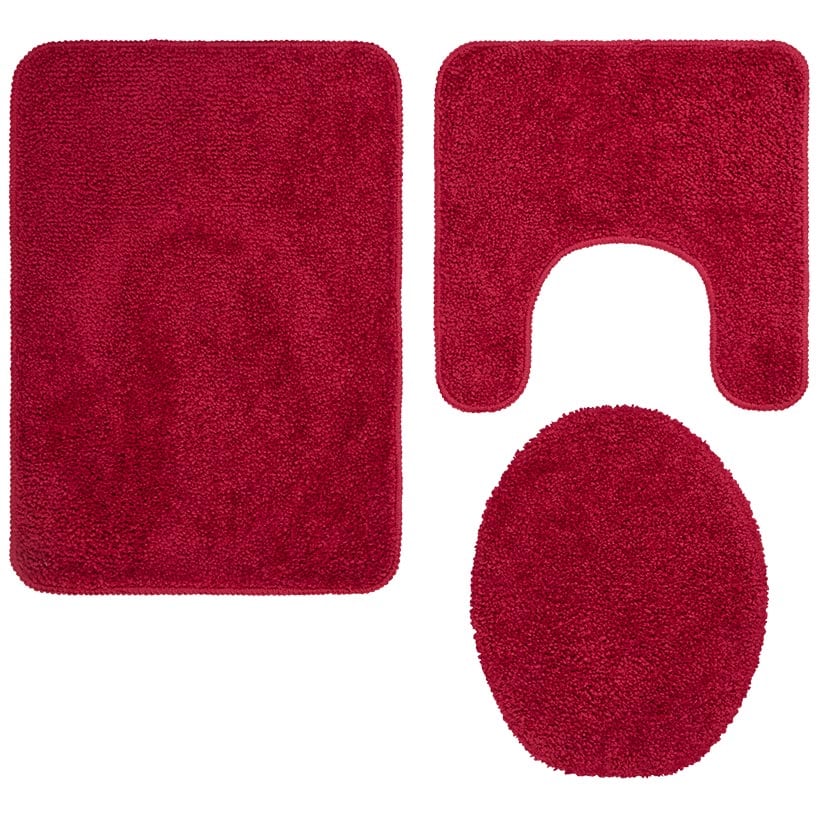 3-Pc Bath Rug Set with Anti-Skid Backing