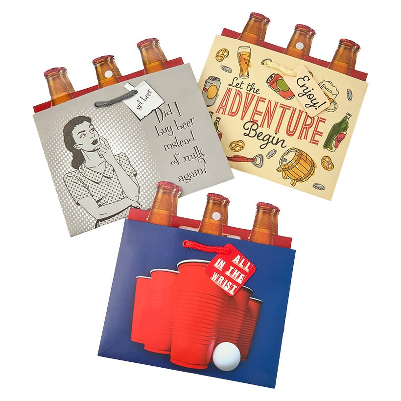 Beer Bottle Gift Bag Set - 3-Pk.