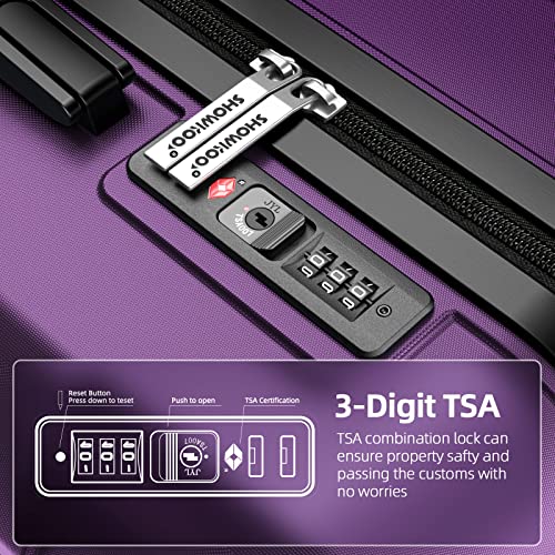 Black Expandable PC+ABS Luggage Set with TSA Lock T1727