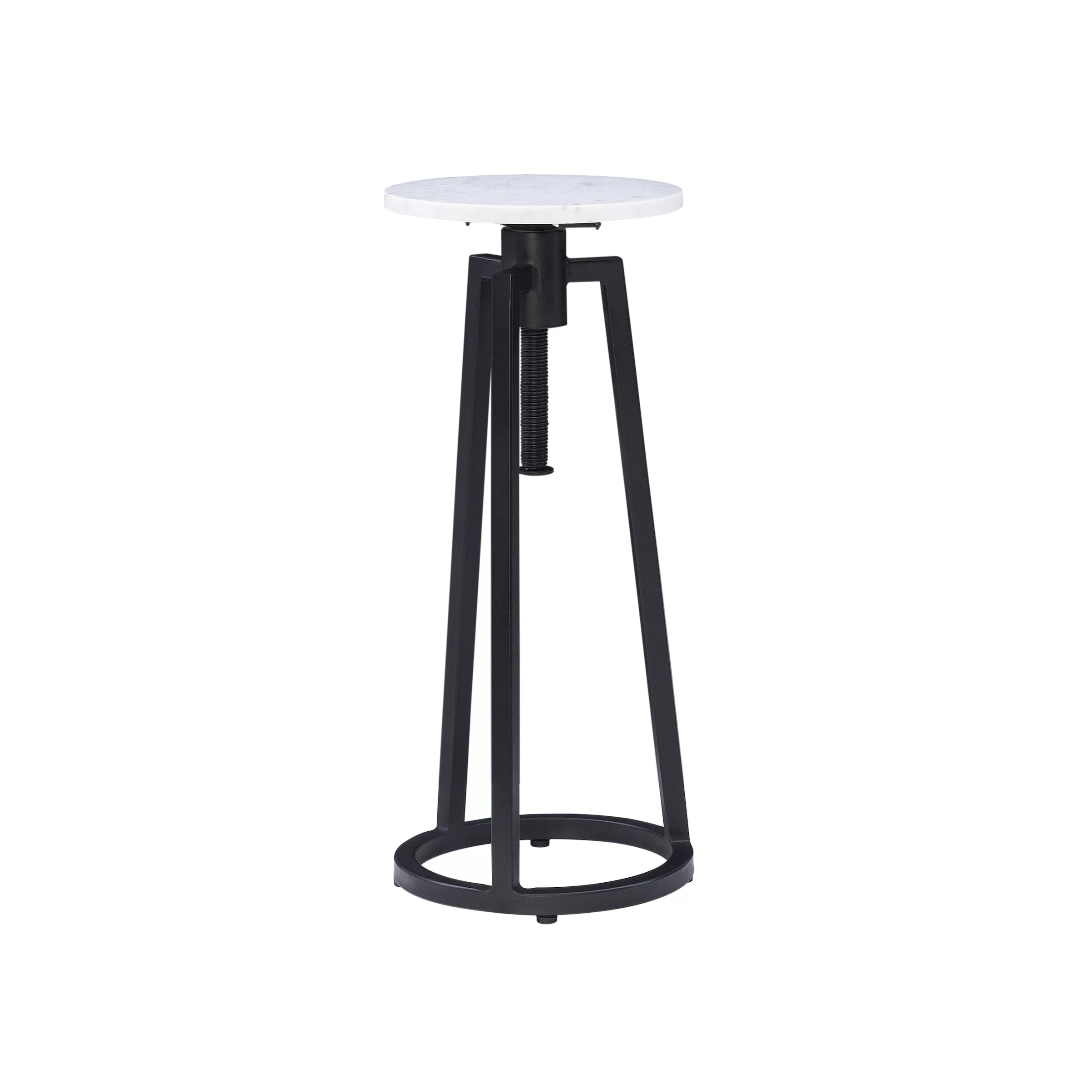 Black/White Marble Round Adjustable Height Drink Table J67196