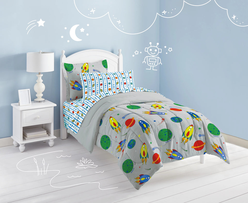 5 Piece Twin Comforter Set Polyester Grey F523