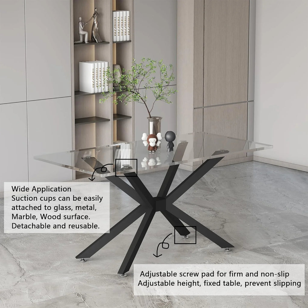 Black 28" Metal Dining Table Legs with Suction Cups U5935