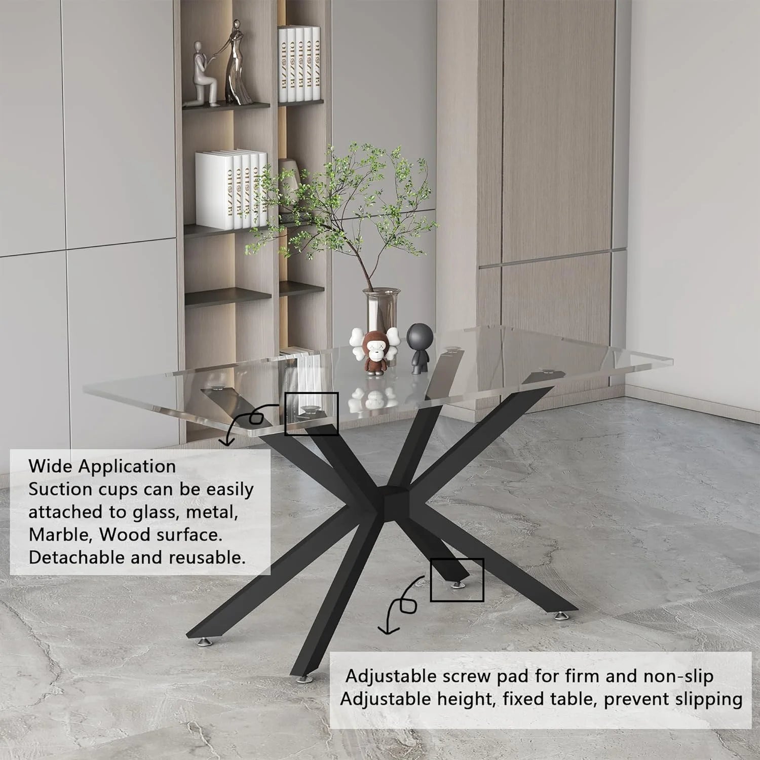 Black 28" Metal Dining Table Legs with Suction Cups U5935