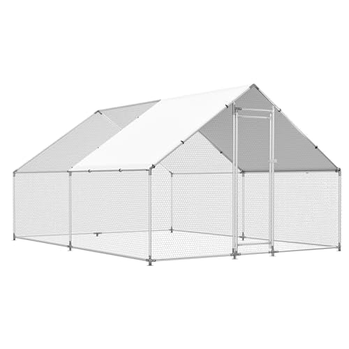 Large Metal Chicken Coop with Water-Resistant and Anti-UV Cover Walk-in Poultry Cage P642930