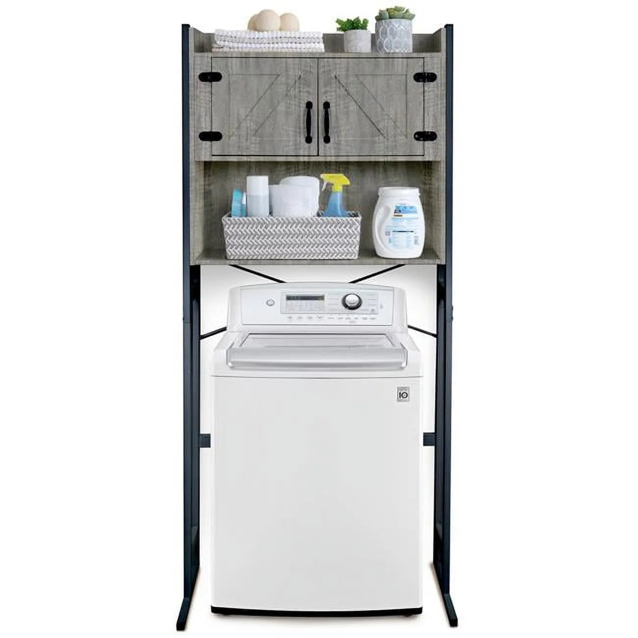 Gray 2-Door Freestanding Storage Cabinet with Adjustable Shelf K360771