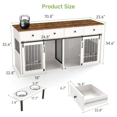 White Wooden Dog Crate Furniture with 2 Drawers R2964