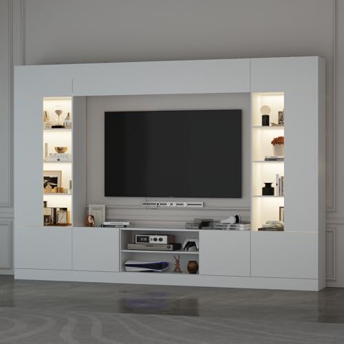 Black 94.5”W Wall Unit TV Stand with Storage B64326