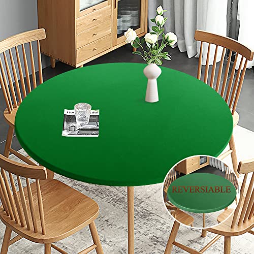 Reversible Waterproof Elastic Stretch Round Tablecloth, Red Z324