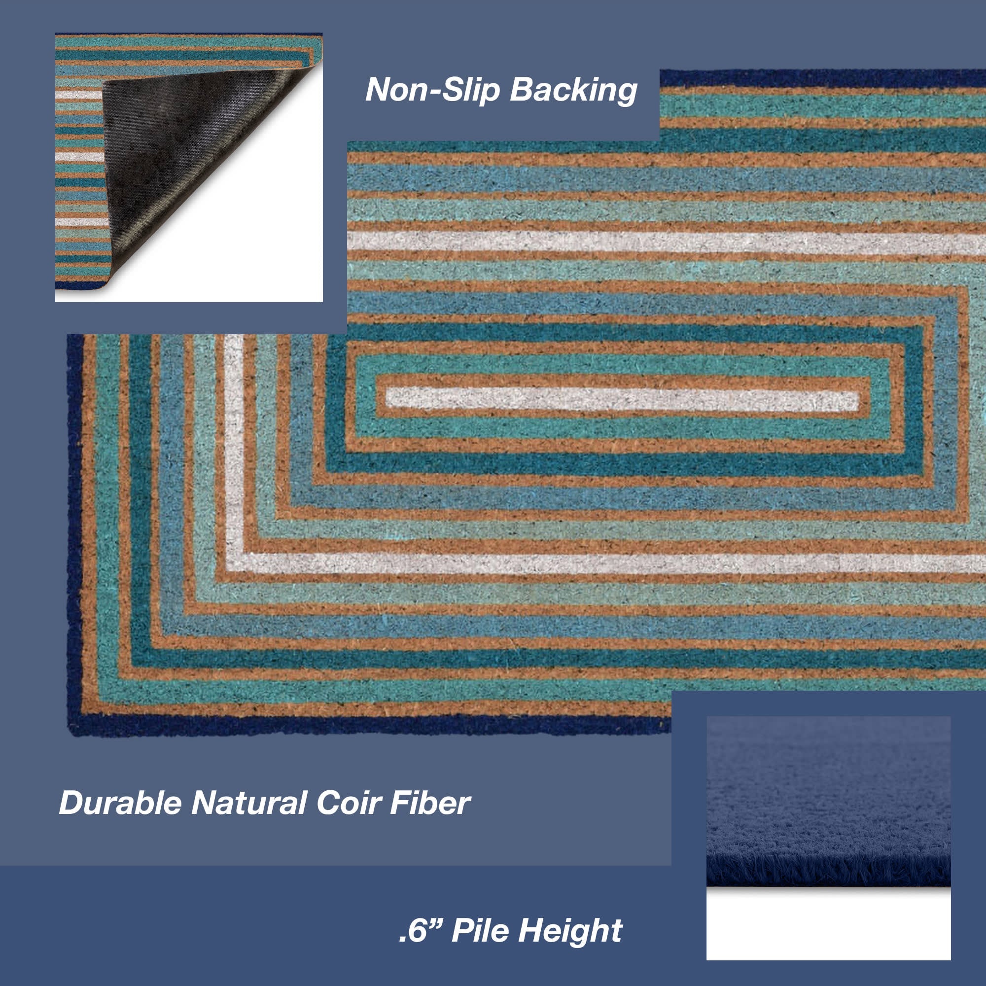 Natura Boxes Coir Doormat with Non-Skid Backing