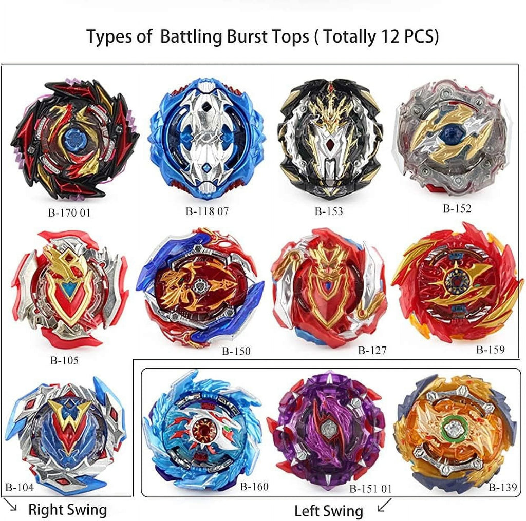 12 Pieces Bey Battling Top Blade Burst Gyro Toys with 4D Launcher Grip V1135