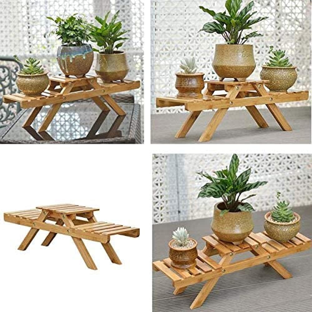 2 Tier Ladder Wood Folding Plant Stand D84652
