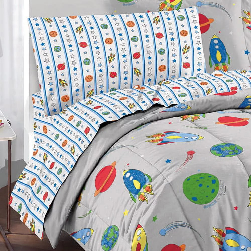 5 Piece Twin Comforter Set Polyester Grey F523