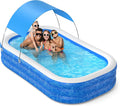 Blue Inflatable Pool with Canopy, 150” x 70” x 20” E772752