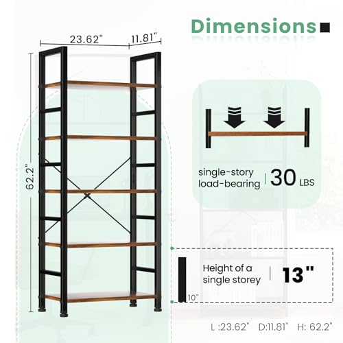 5 Tier Black Ladder Bookshelf I764