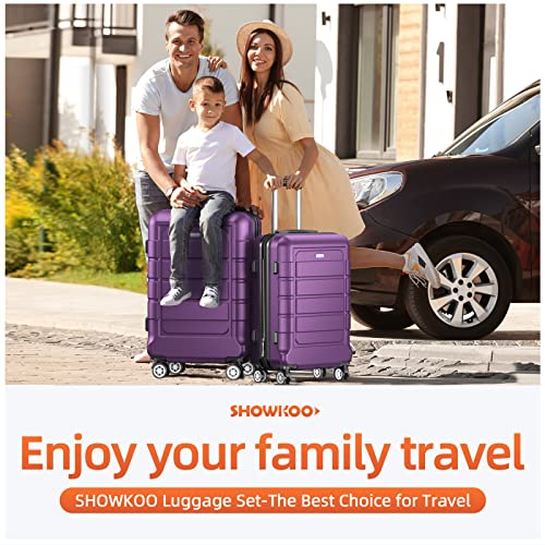 Black Expandable PC+ABS Luggage Set with TSA Lock T1727