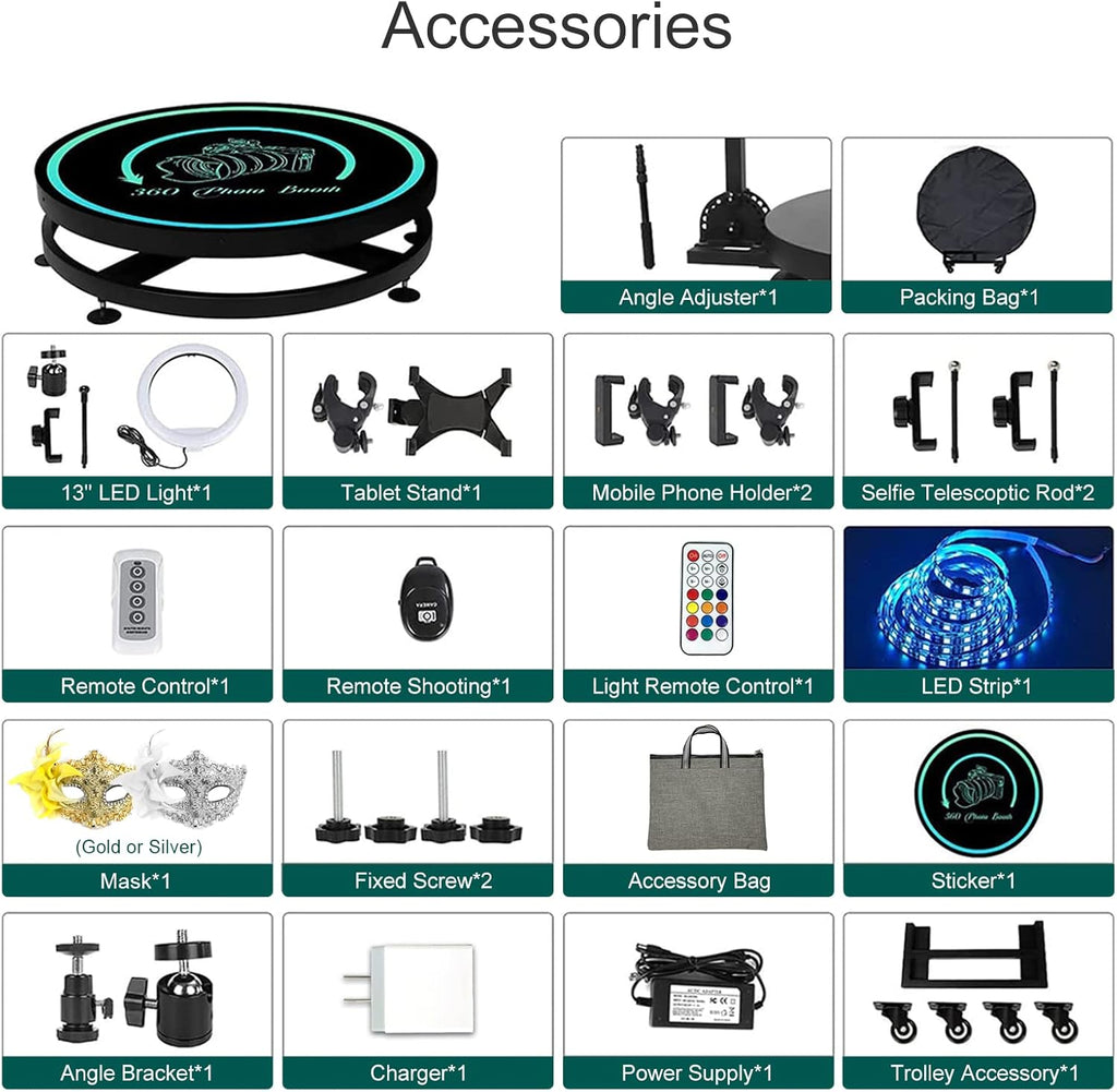 27'' 360 Photo Booth Machine with Ring Light A63328