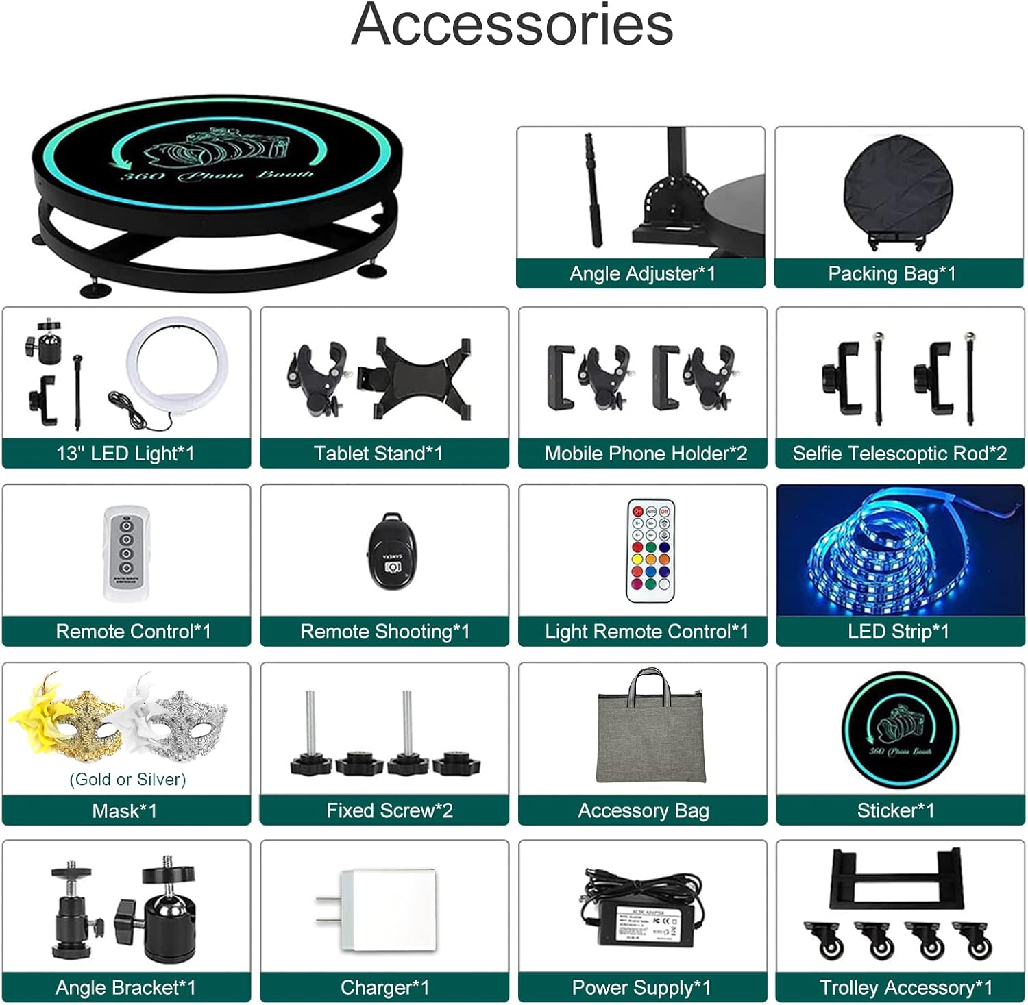 27'' 360 Photo Booth Machine with Ring Light A63328
