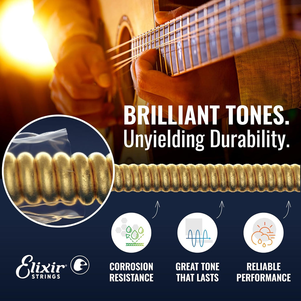 Acoustic Guitar Strings, 80/20 Bronze with POLYWEB Coating, 6 String Set, Custom Light 11-52 B9962