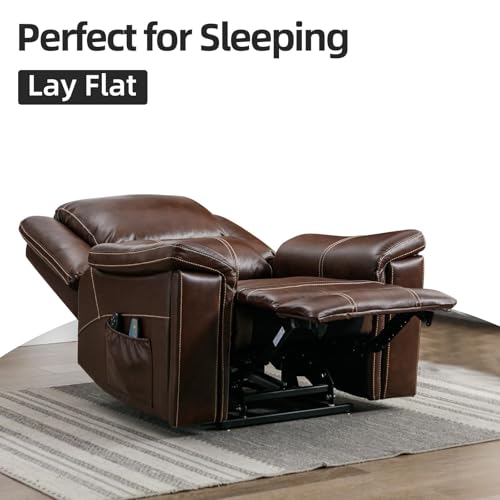Dark Brown Genuine Leather Power Lift Recliner Chair R100842