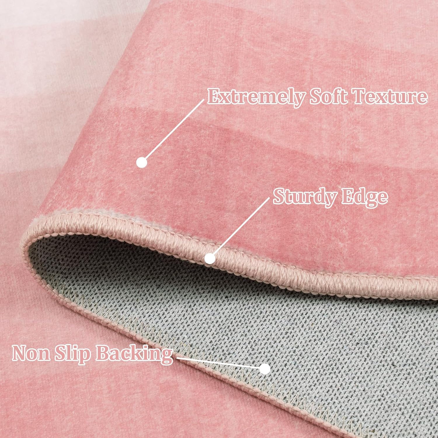 Pink Washable 8x10 Non Slip Area Rug H4245