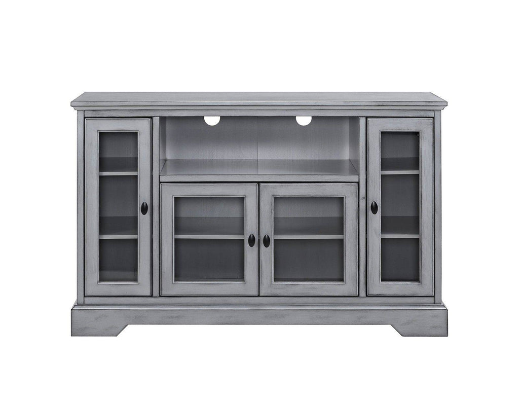 Antique Gray Wood TV Media Console A283998