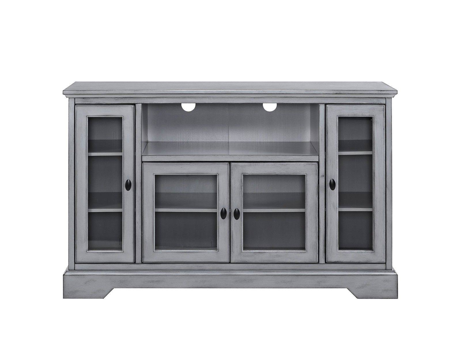 Antique Gray Wood TV Media Console A283998