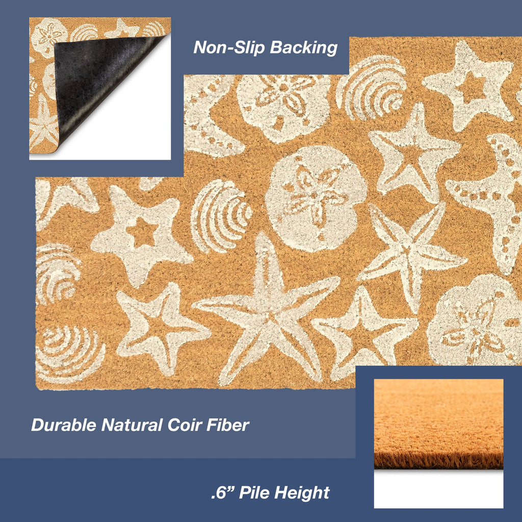 Natura Shells Coir Doormat with Non-Slip Backing