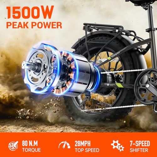Folding Electric Bike with 20"x 4" Fat Tire Y398884