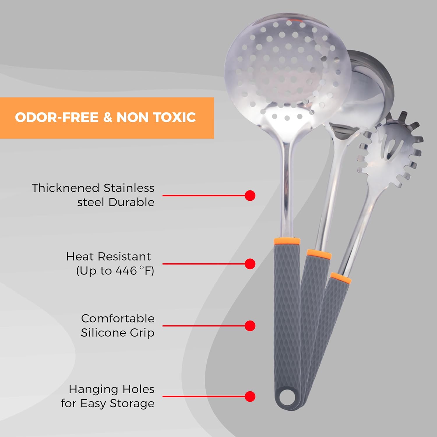 15 PCS Stainless Steel Kitchen Utensils Set with Slotted Spoon, Spaghetti Spoon Y45280