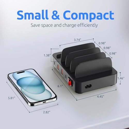 Black 4-Port Charging Station F703