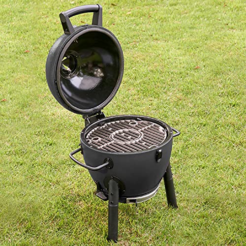 Portable Kamado Charcoal Grill and Smoker with Cast Iron Grates and Locking Lid M722