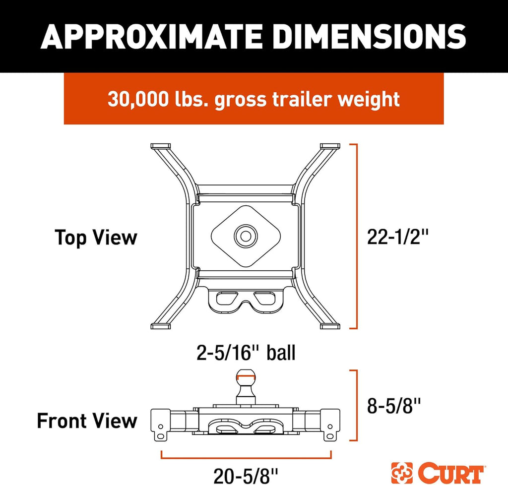 2-5/16-Inch 30,000 lbs 5th Wheel to Gooseneck Adapter Hitch O18546