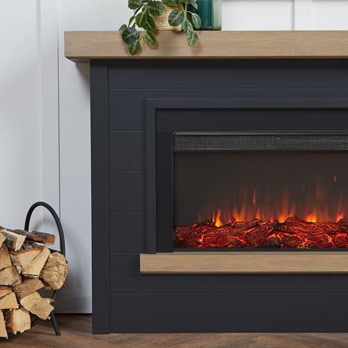 White 67" Electric Fireplace with Mantel X1386