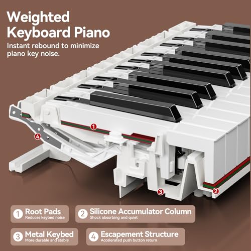 White 88 Key Weighted Digital Piano Keyboard H55392