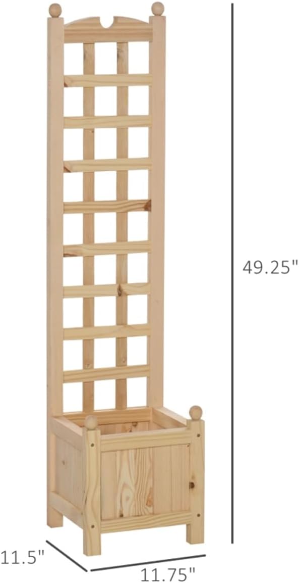 Raised Garden Bed Wood Planter with Trellis B818366