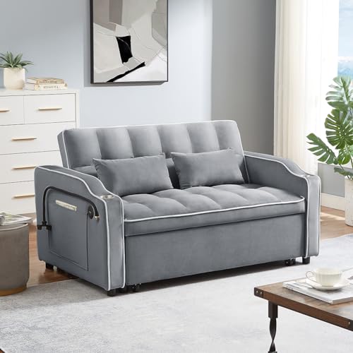 3-in-1 Velvet Convertible Sleeper Sofa Bed E85983