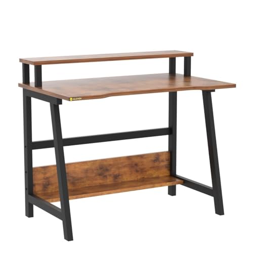 Black Compact Desk with Monitor Stand R90674